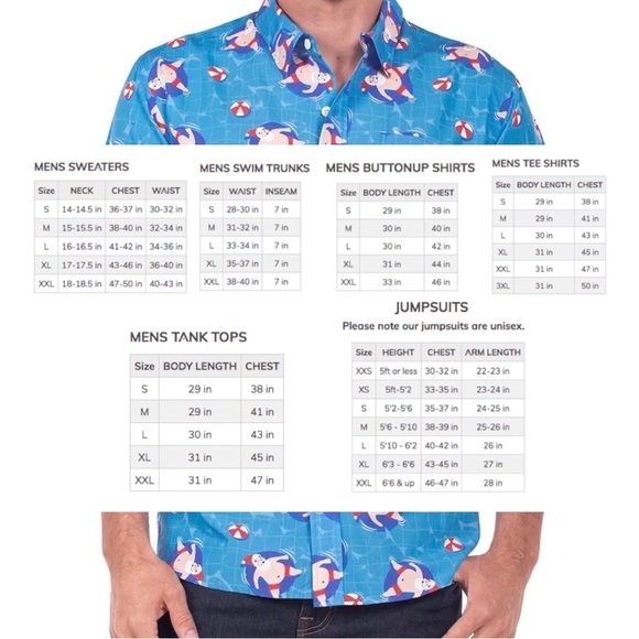 Tipsy Elves Christmas Pool Boy Santa Hawaiian Ugly Christmas Collared Shirt - Picture 3 of 7